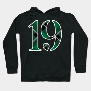 19 Sports Jersey Number Green Black Flannel Hoodie